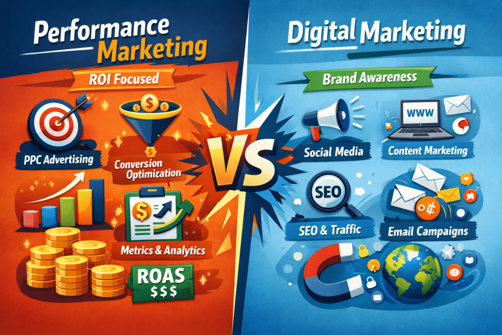 performance marketing vs digital marketing